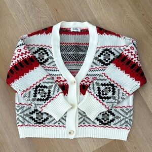 BB Dakota Red and Black Patterned Cardigan